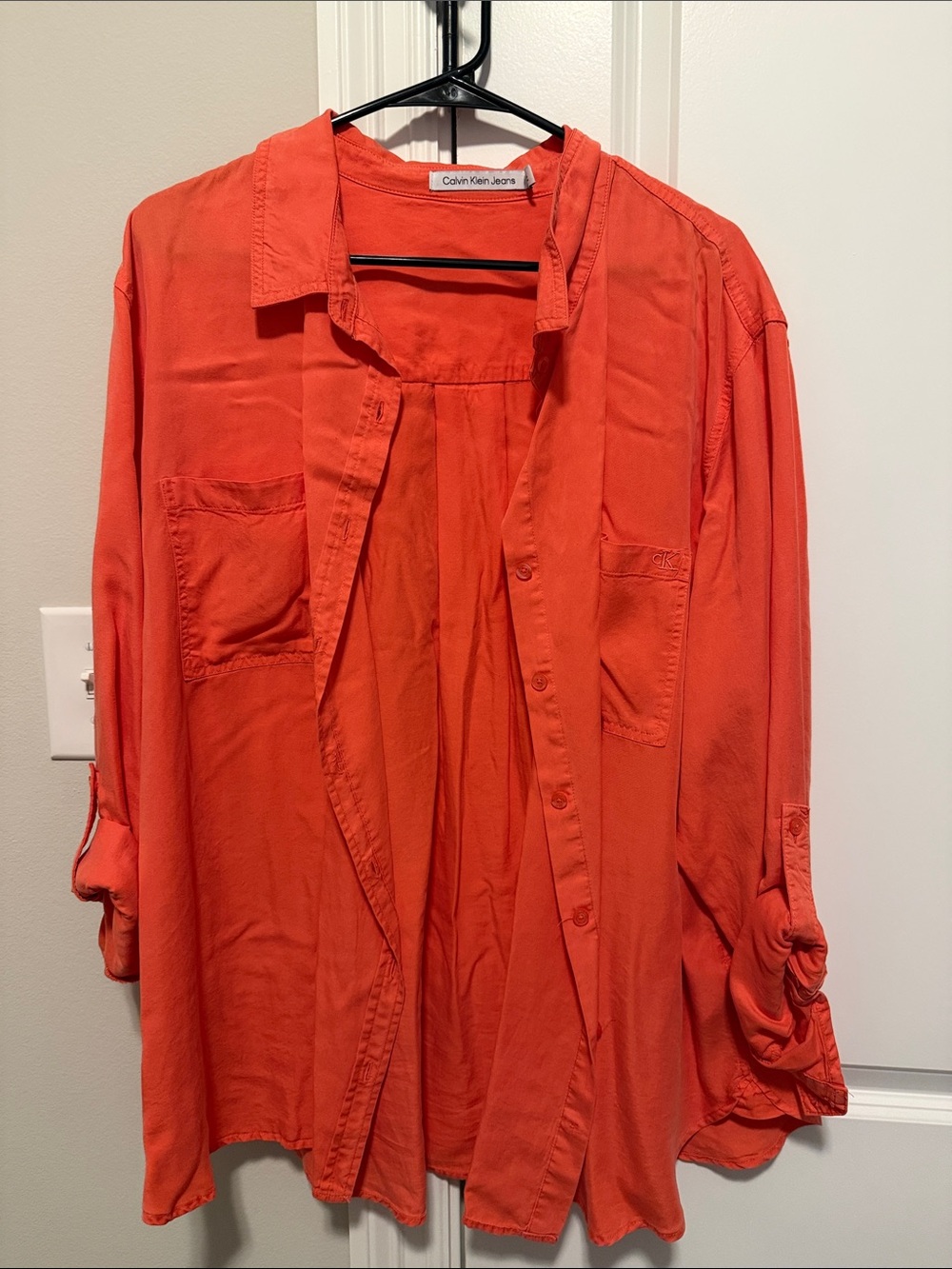 Calvin Klein Jeans Orange Button-Front Oversized Shirt